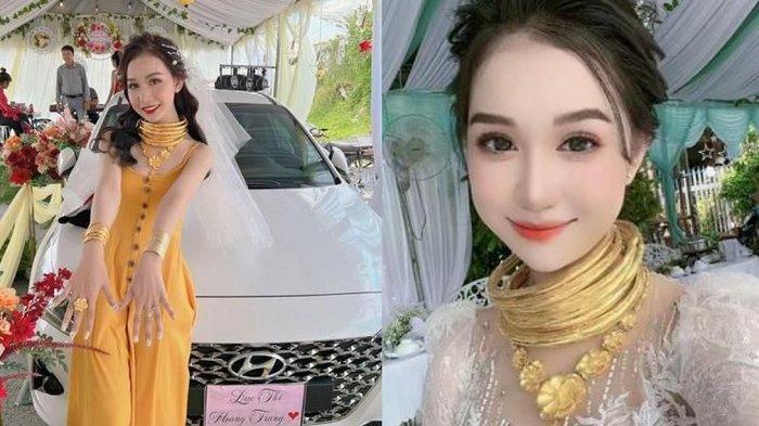 Penampilan Hoang Trang dalam berbagai busana, selalu pakai perhiasan emas bertumpuk
