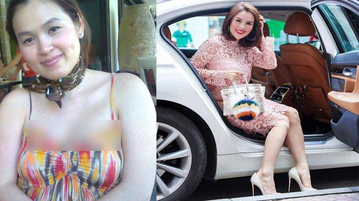 Penampilan Phuong Le setelah lahiran (kiri) setelah diet (kanan)