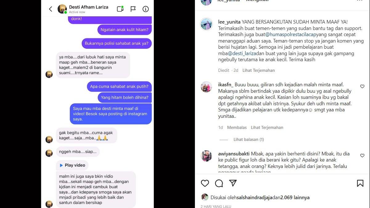 Permintaan maaf ibu bhayangkari yang hina anak Yunita Lestari
