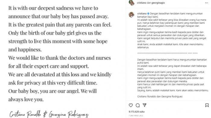 Postingan duka Christiano Ronaldo