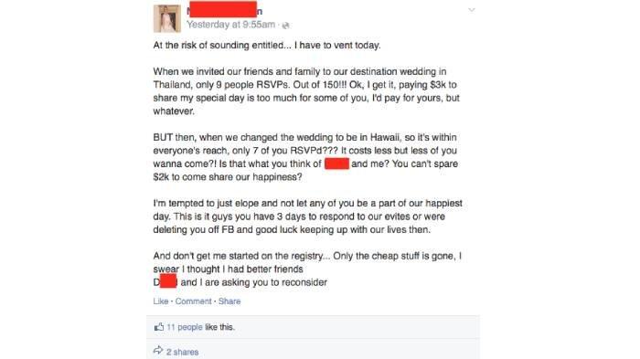 Postingan Facebook pengantin