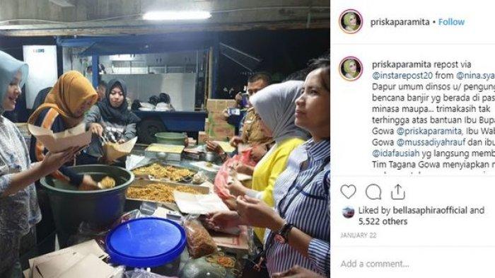 Priska Paramita turun langsung ke dapur umum untu korban banjir