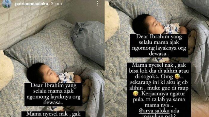 Putri Anne ungkap penyesalannya unggah foto Ibrahim saat tidur.