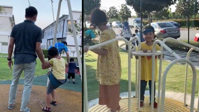 Sang suami telaten temani anak-anak bermain