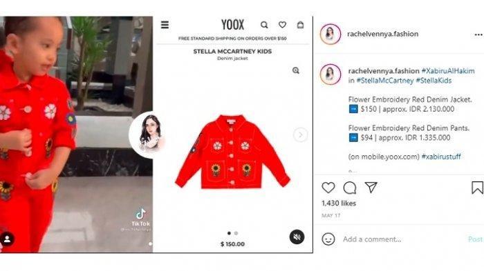 Setelan Xabiru merek Stella McCartney. Harga setelan tersebut mencapai lebih dari Rp3 jut