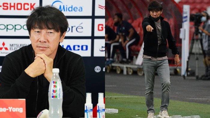 Shin Tae Yong bereaksi saat dijuluki Oppa Shin oleh suporter wanita Timnas Indonesia