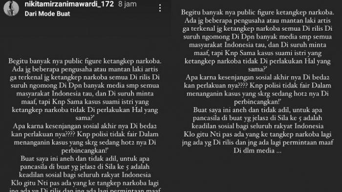 Sindiran Nikita Mirzani untuk kasus narkoba yang menjerat Nia Ramadhani dan Ardi Bakrie
