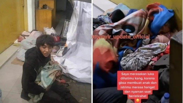 Suami tersebut terpaksa mengajak istri dan dua anaknya tidur di emperan toko