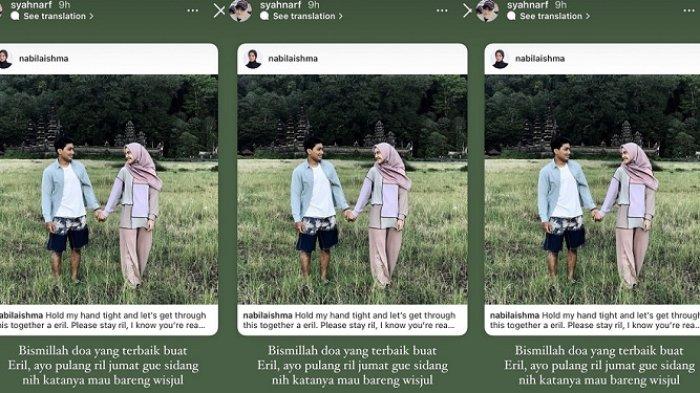 Syahna Rahma Falihah, kakak pacar Eril meminta anak Ridwan Kamil cepat pulang. Katanya, dia sudah buat janji begini.