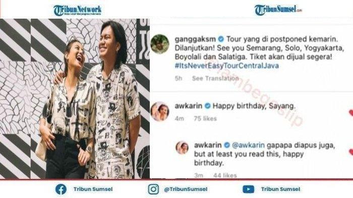 Tiba-tiba saja Awkarin menulis caption sayang kepada Gangga Kusuma,saat posting foto konser, Minggu(27/3/2022). (IG pembasmi kehaluan reall)