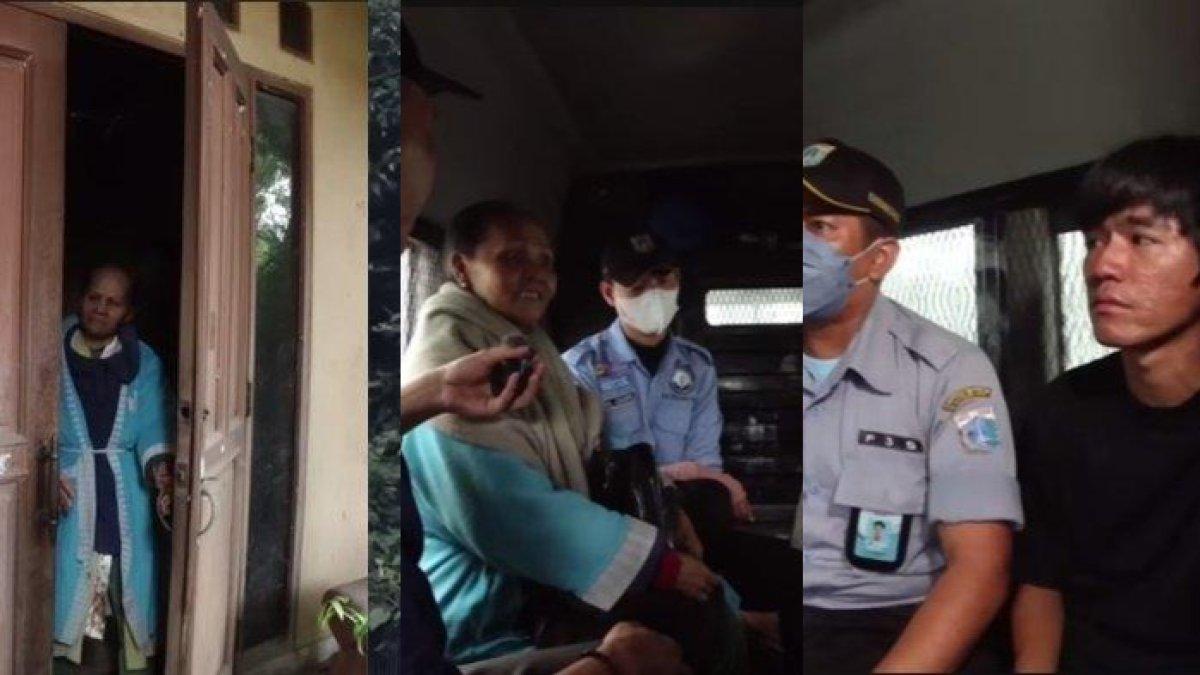 Tiko tak bisa menahan tangis kala melihat sang ibunda dievakuasi untuk dirujuk ke RSJ.