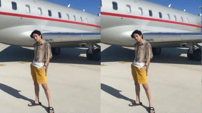 V BTS foto di samping jet pribadi yang sama dengan Lisa BLACKPINK