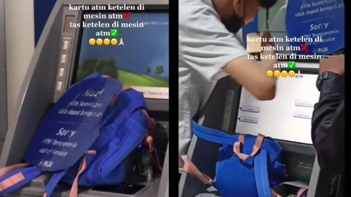 Viral tas nyangkut ke mesin ATM