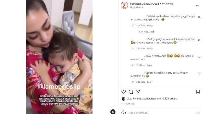 Viral video Celine Evangelista tengah memangku sang buah hati yang sedang sakit.