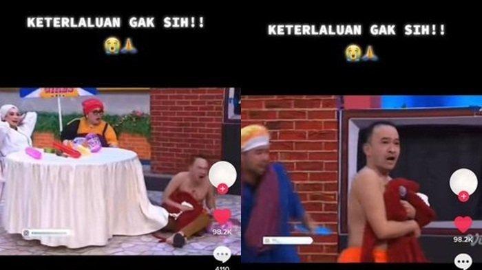 Viral video Ruben Onsu yang jatuh ke lantai akibat didorong kru Tv. (capture/Tiktotk/@random)