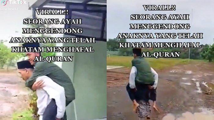 Viral video seorang ayah menggendong anaknya yang khatam hapalan Alquran, merasa bangga