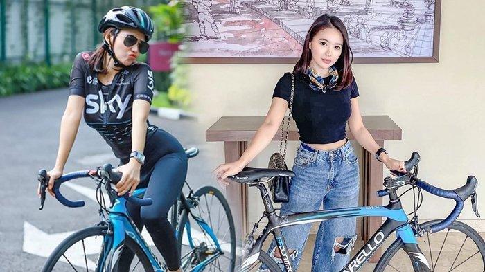 Potret Wika Salim saat bersepeda.