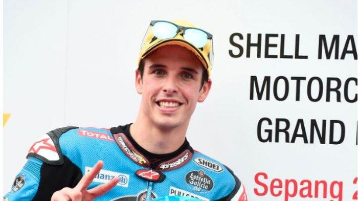 Pembalap Marc VDS, Alex Marquez, setelah meraih pole position seri balap Moto2 GP Malaysia di Sirkuit Sepang, 2 November 2019.