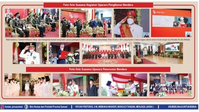 Foto -foto suasana kegiatan upacara pengibaran bendera merah putih di istana, dan foto suasana upacara penurunan bendera merah putih pada peringatan HUT RI ke-76, Selasa (17/8/2021) kemarin.