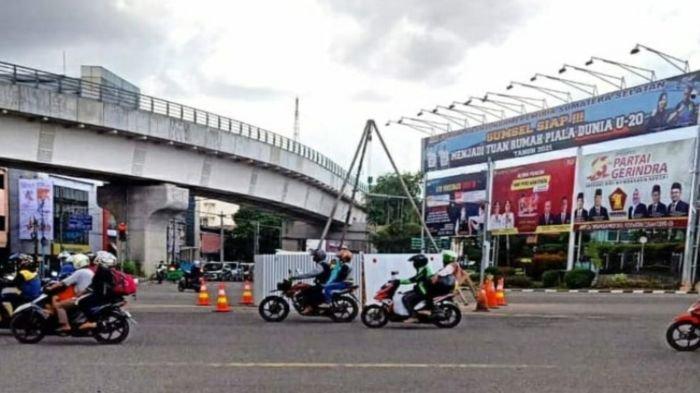 Lokasi bor soil test underpass Charitas di Jalan Jendral Sudirman Palembang, Selasa (16/2/2021).