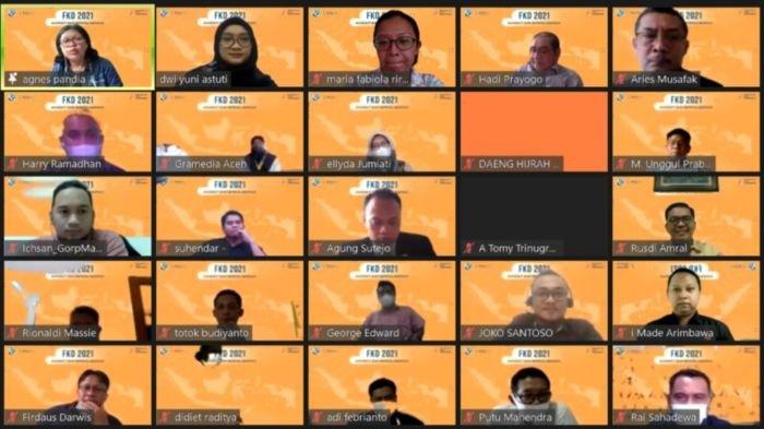 Sebagian peserta yang hadir secara virtual pada acara pengesahan atau pelantikan pengurus FKD KG periode 2021-2023, Selasa (16/2/2021).