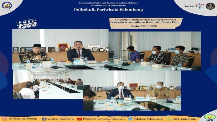 Poltekpar Palembang menerima audensi dua dinas pariwisata sekaligus di waktu yang berbeda dari Dinas Pariwisata Provinsi Bengkulu dan Dinas Pariwisata Kabupaten Muara Enim, Senin (19/10/20).