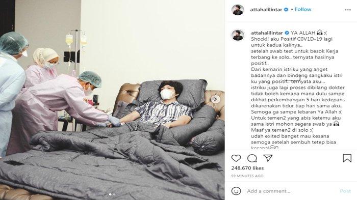 Atta Halilintar terbaring di tempat tidur saat di cek Covid-19