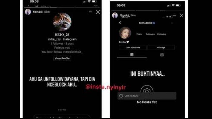 Dayana memblokir Fiki Naki di Instagram