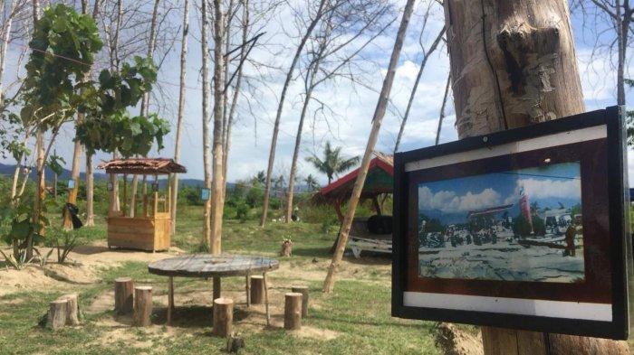 SIGI LIKUEFAKSI PARK - Pemuda Desa Lolu, Kecamatan Sigi Biromaru, Sigi, membangun kawasan Sigi Likuefaksi Park, Kamis (28/1/2021). Taman ini dibangun 60 pemuda desa untuk mengenang bencana gempa, tsunami dan likuefaksi di Sulteng, 28 September 2018 lalu.