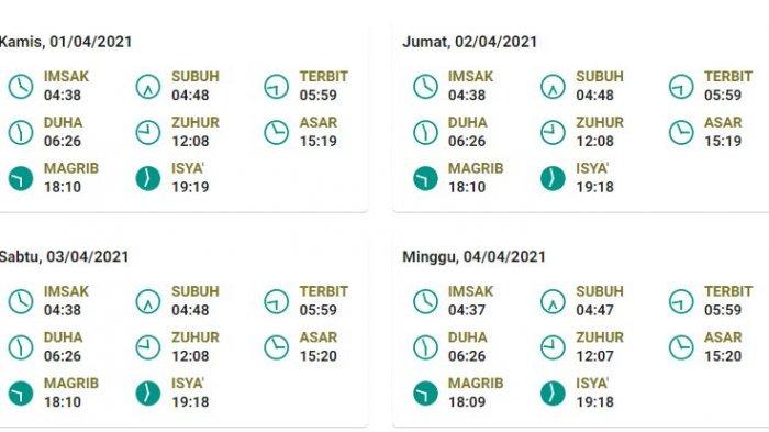 Jadwal salat, buka puasa, dan imsak untuk Palembang 1-4 April 2021