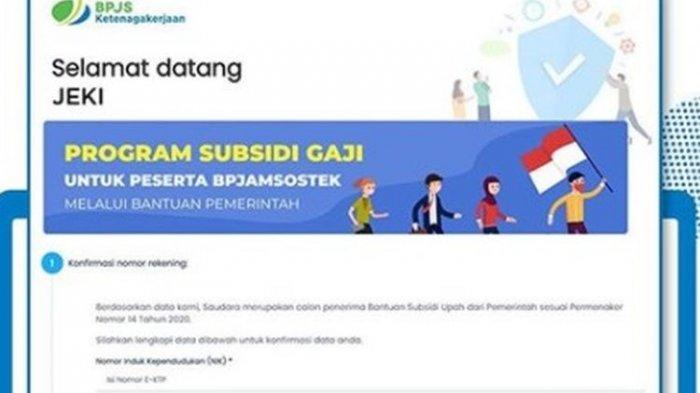 Login registrasi SMS notifikasi subsidi gaji Rp 600.000