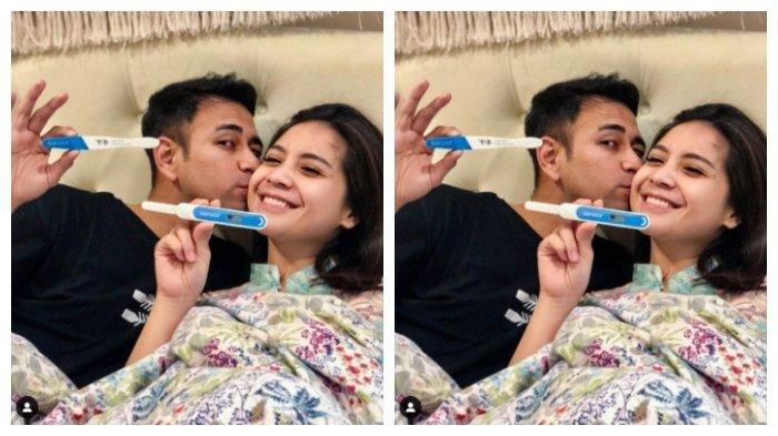 Kolase Raffi Ahmad dan Nagita Slavina pamer test pack, Jumat (16/4/2021).
