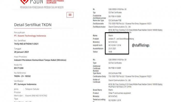 Sertifikasi Redmi Note 10 di situs TKDN Kemenperin dan FCC
