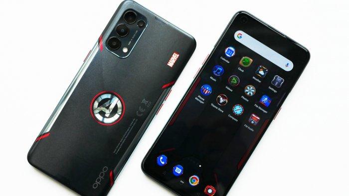 Tampilan bagian depan dan belakang Oppo Reno5 Marvel Avengers Edition.