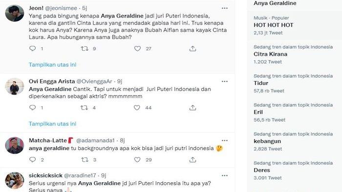 Anya Geraldine Trending di Twitter, Ini Daftar Juri Putri Indonesia 2022