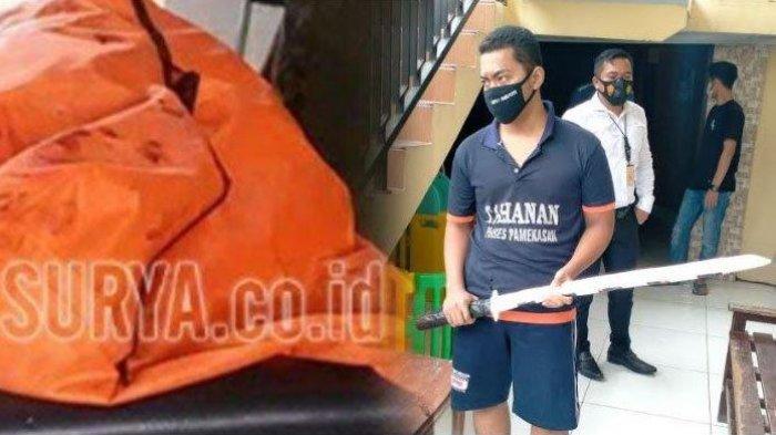 Pelaku UA memegang senjata tajam Samurai yang digunakan menebas kepala Korban.