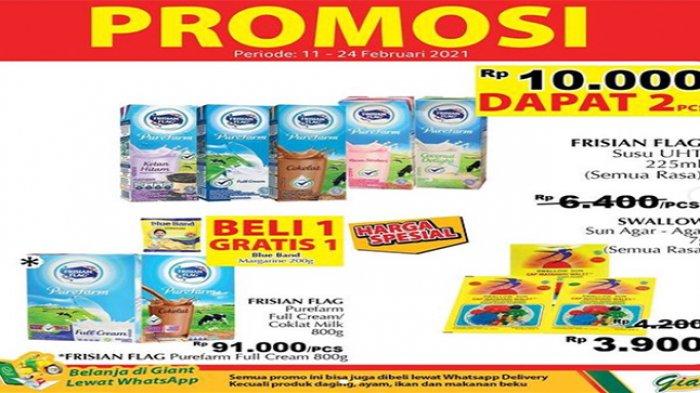 Promo Giant Beli 10 ribu dapat dua prduk susu UHT.