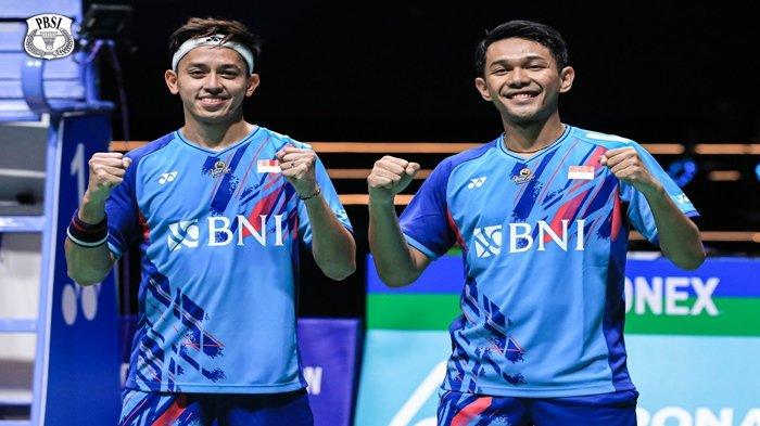 Selebrasi duet Fajar Alfian/Muhammad Rian Ardianto usai menjuarai Malaysia Open 2023. Fajar/Rian Juara bertahan Indonesia Masters 2022