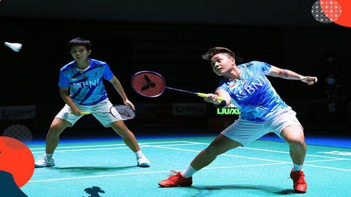 Aksi ganda putri Badminton Indonesia Apriyani Rahayu dan Siti Fadia Silva Ramadhanti saat melawan Liu Xuan Xuan dan Xia Yu Ting di Japan Open 2022, Kamis 1 September 2022. Apriyani Rahayu dan Siti Fadia Silva Ramadhanti kembali jadi andalan di Denmark Open 2022