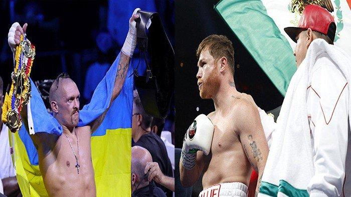 Kolase Foto Oleksandr Usyk dan Canelo