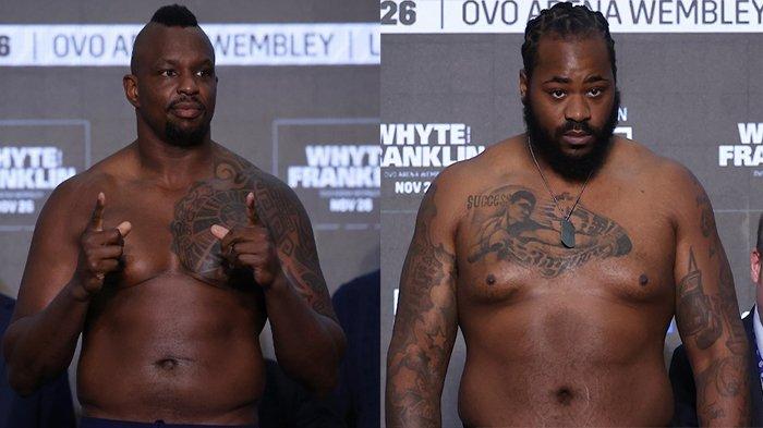Kolase foto timbang badan Dillian Whyte dan Jermaine Franklin