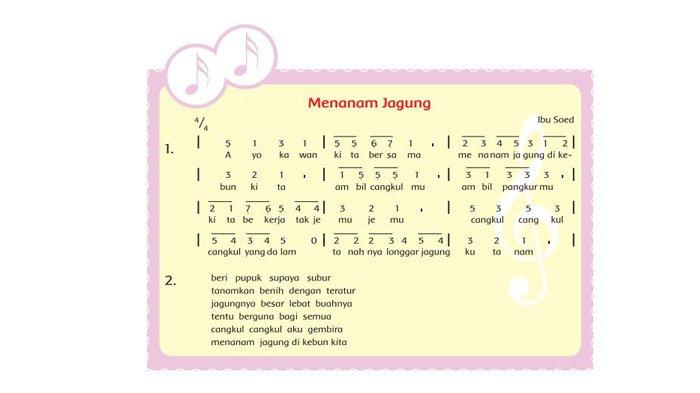 Amatilah teks notasi angka Menanam Jagung.