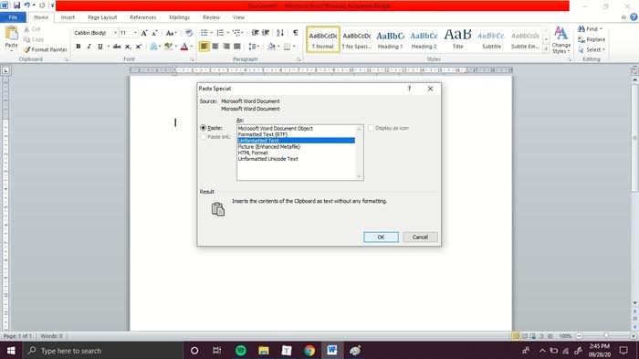 cara mengatur dokumen Word hasil copy paste internet