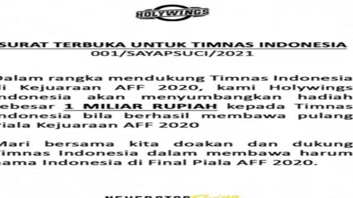 Hotman Paris Berikan 1 M Pada Timnas Indonesia Jika Menang pada Piala AFF 2020.
