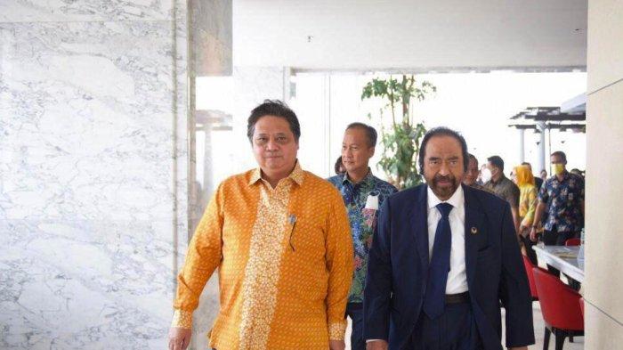 Ketua Umum DPP Partai Golkar Airlangga Hartarto bersilaturahmi ke Nasdem Tower (DPP NasDem), Kamis 10 Maret 2022.