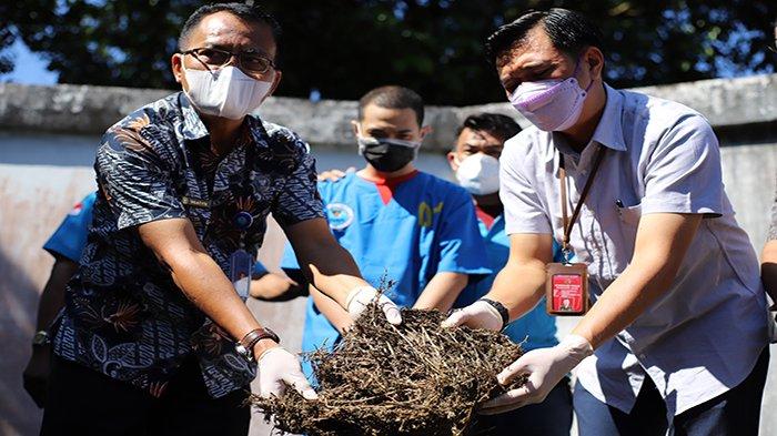 Press release sekaligus pemusnahan yang diduga ganja seberat 1.049,3 gram dengan cara dibakar di Kantor BNN Kota Pontianak, Jalan Sultan Hamid II, Pontianak, Kalimantan Barat, Jumat 9 Juli 2021. Tersangka Rn diduga memesan ganja tersebut dari Medan dengan menggunakan jasa pengiriman ekspedisi, atas informasi jasa ekspedisi tersebut tersangka beserta barang bukti dapat diamankan BNNP Kalbar.
