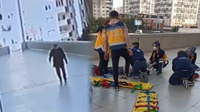 Seorang remaja sibuk main ponsel, terjatuh dari lantai 12 gedung apartemen