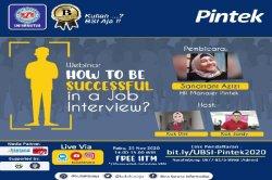 Kolaborasi UBSI dan PINTEK Langsungkan Webinar Sukses Job Interview