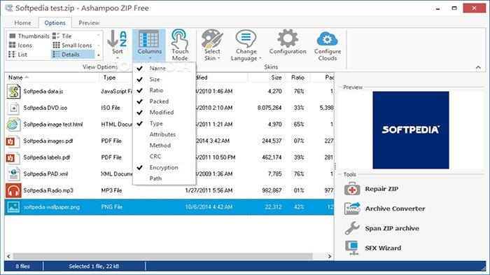 Ashampoo ZIP Free kompatibel sepenuhnya dengan perangkat Windows dan mendukung pembacaan serta penulisan file arsip.