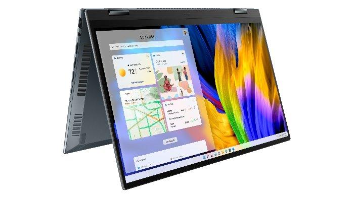 Ilustrasi ASUS Zenbook 14 Flip OLED UP5401EA dipakai dalam mode tablet